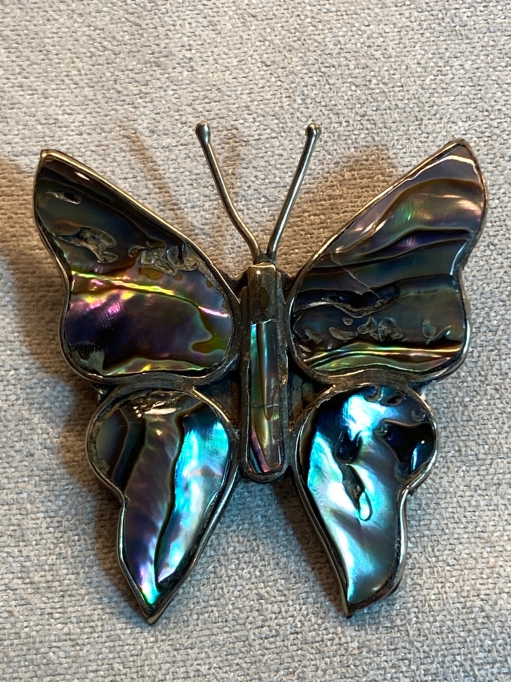 Vintage Alpaca Mexico Butterfly Brooch Pin